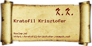 Kratofil Krisztofer névjegykártya